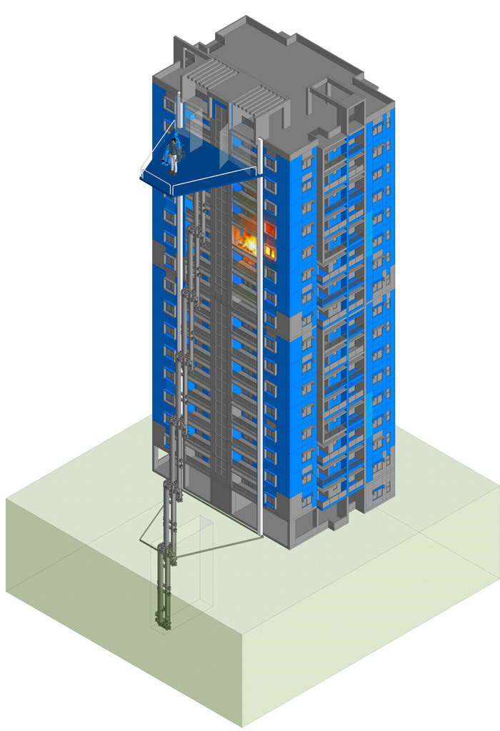 System of evacuation up fire